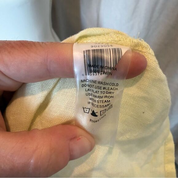 Vince Camuto 100% Linen Button Tie Front Blouse Light Green Size Large V Neck - Picture 8 of 9